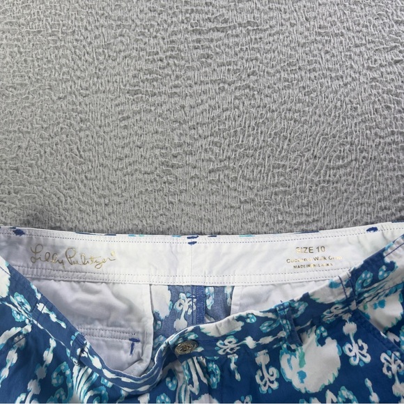 Lilly Pulitzer Pants Womens 10 Blue Jellyfish Beach Cocoanut Walk Cropped Preppy - Picture 7 of 10